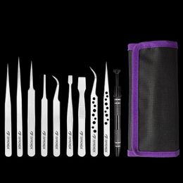 Pincet Stainless Steel Tweezers Set Industrial Precision Curved Straight Tweezer Repair Tools Soldering Professional Maintenance Tool