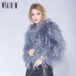 Women's Fur Faux Winter Ostrich Jacket Feather Coat Casual Longsleeved Australia Imported Ladies Nightclub 231128