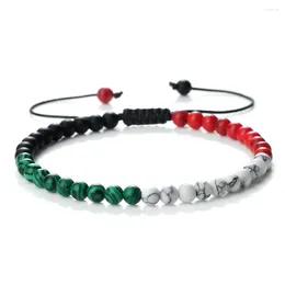 Strand Trendy Palestine Flag Color Natural Stone Beads Bracelets For Women Men Adjustable Asian Countries Woven Bracelet Jewelry Friend