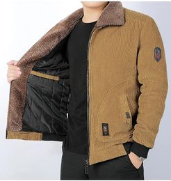 Men's Jackets Autumn Winter Fleece Warm Thick Men Brand Casual Fashion Corduroy Slim Coat Outwear Male Jacket