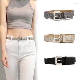 Belts Bling Fluorescent Shiny Women's Faux Leather Belt Candy Colour Thin Adjustable Dress