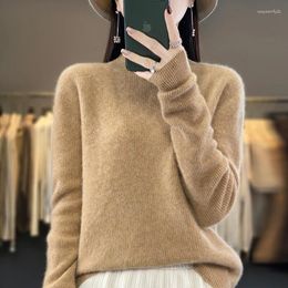 Women's Sweaters Wool Cashmere Sweater Women MockNeck Long Sleeve Tops Knitted Pullovers Autumn Winter Casual Knitwears Clothing Female