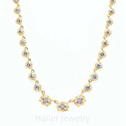 Hailer joyas 2023 statement dainty necklace 10k 14k 18k gemstone Jewellery women gold chain necklace