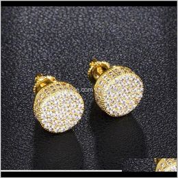Dz Mens Hip Hop Iced Out Micro Paved Cz Round Earrings For Male Party Jewellery Brincos Cgtix Hbprt288f