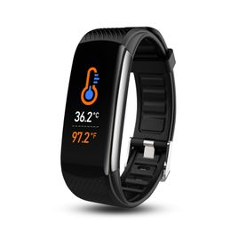 Smart Watch C6T Körning Temperatur Hjärtfrekvens i realtid Övervakning Vattentät hälsosportarmband