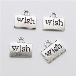 Whole Lot 100pcs Letter Wish Antique Silver Charms Pendants for Jewellery Making Bracelet Earrings DIY Keychain Pendant 12 11mm 276B