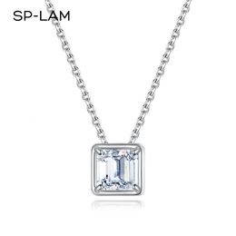 Chokers Real Necklace Asscher Cut Lab Created GRA Diamond Fine Pendant Classic White Gold Plated Charm Jewellery Anniversary 231129