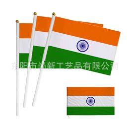 Fashion designer Indian Handwaved Flag 14 *21cm Multi size Indian Flag Screen Printed Polyester Pole Flag