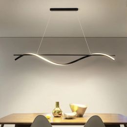 Nordic Modern Minimalist Chandelier Restaurant Kitchen Bedroom Lamp Designer Creative One Character LED Long Strip Pendant Light
