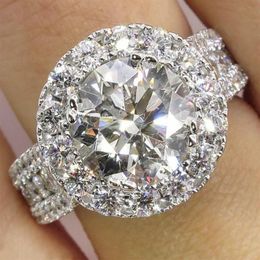 Size 6-10 Whole Professional Jewelry 925 Sterling Silver Fill Big Round Shaoe White Topaz CZ Diamond Women Wedding Band Ring f251Z