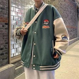 Men's Jackets Harajuku Patchwork Embroidery Men Baseball Bomber Jacket Autumn Design Hip Hop Loose Casual Fashion Student College Coat