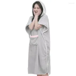 Women's Sleepwear Women Hooded Robe Soft Beach Bathrobe With Hood Poncho For Home El Business Trip Apartment Vacation