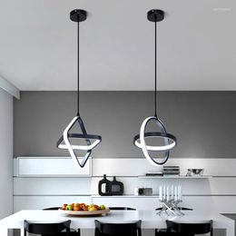 Chandeliers Modern LED Pendant Lighting Fixtures Black White Ceiling Hanging Lamp Dining Room Kitchen Lustre Suspension