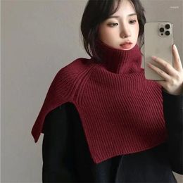 Scarves Women Knitted Shawl Female Autumn Winter Air-conditioned Room Cross Fashion Pure Colour Scarf Split Cape