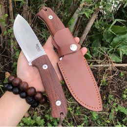 Messen D2 Steel Outdoor Survival Tactics Small Straight Knife Wooden Handle Integrated Camping Hunting Personal Defence Supporting Tool
