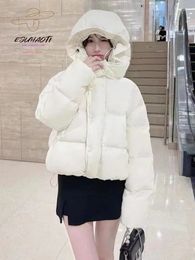 Womens Down Parkas Jacket Short Cotton Coat Winter In Loose Casual Pure Bread Clothes Korean Fashion Hooded Warm Tops 231129