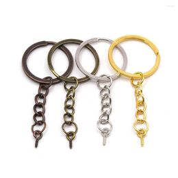 Keychains 20Pcs 28MM Key Chain Ring With Screw Eye Pin Silver Gold Bronze Plated Round Split Keychain Keyrings For Jewellery Making