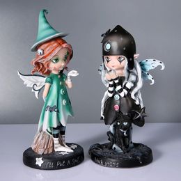 Decorative Objects Figurines Magic Fairy Garden Ornament Figurin Resin Decor Gift Wing Fairy Figurines Collection home decor 231124