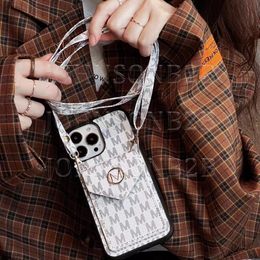 Designer iPhone Phone Case 15 14 Pro Max Pra Hi Quality Leather Crossbody Card Slot Beautiful Purse 18 17 16 15pro 14pro 13pro 12pro 13 12 11 X Xs 7 8 Plus Cases with Logo Box