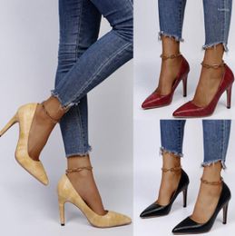 Dress Shoes Thin High Heels Women Pumps PU Leather Plus Size Sexy Party Pointed Toe Woman Female Mujer Sapato Feminino SF0921