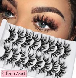 8 PairsSet 3D Mink False Eyelashes Natural Wispies Fluffy Lashes Extension Full Volume Handmade Cruelty Eye Makeup Tools3806961