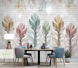Wallpapers Bacal Custom 3D Po Wallpaper Modern Colourful Feather Wall Mural Living Room Sofa TV Background Papel De Parede