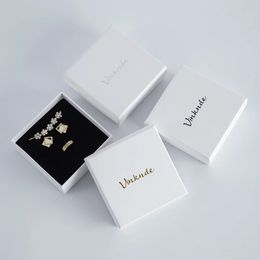 Pendant Necklaces 50pcs White Black Brown Kraft Paper Jewellery Box Custom Luxury Ring Earring Necklace Bracelet Packaging Organiser Boxes Case 231128