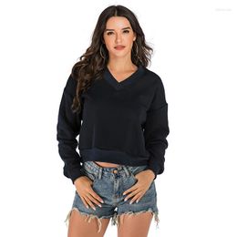 Racing Jackets Women's Classic Fit Lightweight Long Sleeve V-neck Sweatshirt Plush Sweater Solid T-shirt Series Loose Oversized Pullover