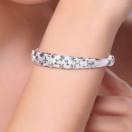 Bangle Luxury Designer 925 Color Silver Romantic Gypsophila Star Bangles For Woman Bracelets Fashion Party Wedding Jewelry Gifts