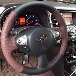 Steering Wheel Covers Customize Non-Slip Hand-Stitched Leather Car Cover For Infiniti FX FX35 FX37 FX50 2009-2013