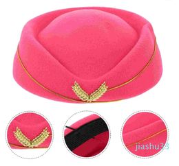 Berets Women Stewardess Hat Felt Flight Attendant Costume Air Hostess For Cosplay Band Musical Performance