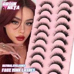 False Eyelashes GROINNEYA 10 Pairs Eyelashes Natural False Lashes 3D Manga Lashes Y2K Winged Natural Realistic Cat Eye Eyelash Extension Q231129