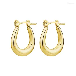 Hoop Earrings Simple Glossy U Shaped Stainless Steel Hypoallergenic Jewellery Elegant Vintage Style Delicate Female