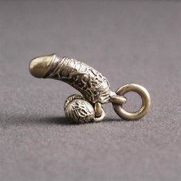 Decorative Objects & Figurines Brass Man Penis Pendant For Keychains Mini Male Genitalia Shaped Adult Toy Car Keyring Hanging Jewe2670