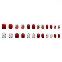 False Nails 24PCS Short Press On Sweet Style Fake Removable Wearable Orange Pattern Artificial Salon DIY Nail Accessories