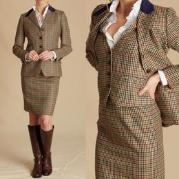 Winter Tweed Women Short Skirt Set Slim Fit Office Female Streetwear 3 Pieces Coat Jacket Dress Suits