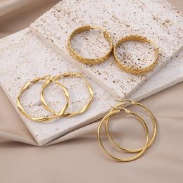 Stud Earrings European And American Gold Colour Circle Hoop For Woman Simplicity Geometric Jewellery Temperament Girl's Daily Wear Gift