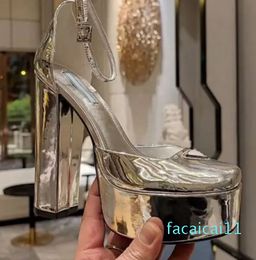 Сандалии Женские модельные туфли Женские сандалии на высоком каблуке Дизайнерские босоножки на платформе Классическая пряжка Украшенная лодыжка
