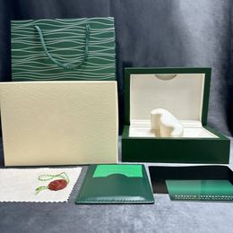 Watch Boxes Cases Factory Outlet Green With Original Wooden Watch Box And Booklet Luxury Brand Case With Card Custom AAA Watches Gift 231128