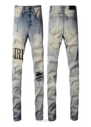 Mens Jean Man Distressed Ripped Skinny Cowboy Pant Jeans Rock Revival Trousers Straight Slim Elastic Denim Fit Moto Biker Pants PU4174936