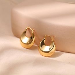 Hoop Earrings MKOPSZ Gold Colour U-shaped Cutout Large Crescent Geometric Metal For Women Fashion Jewellery Party Earring Gifts