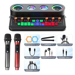 Computer S ers Sound Card Audio All In One Machine Portable S er Karaoke Home Wireless Mic for Family KTV Square Dance 231128