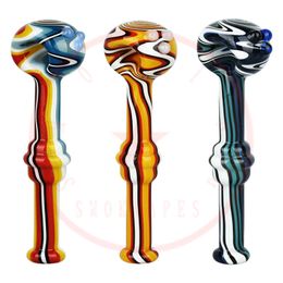 Latest Colorful Wig Wag Smoking Glass Pipes Portable Handmade Dry Herb Tobacco Filter Spoon Bowl Innovative Handpipes Pocket Cigarette Holder DHL