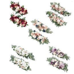 Decorative Flowers Hanging Floral Swag Artificial Rose Rattan Garland Wedding Arch For