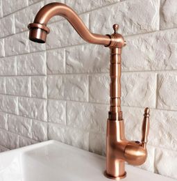 Kitchen Faucets Basin Faucet One Hole Deck Mounted Vanity Red Copper Bathroom Sink Taps Cold And Water Mixer Tap Dnf413