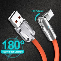 Cell Phone Cables 5pcs 10pcs 120W Super Fast Charge USB To Type C Quick Charger Cable Liquid Silicone Data Line For 231128