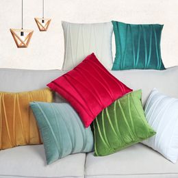 CushionDecorative Pillow Velvet Striped Embroidery Cushion Cover 30X50 45X45 50X50cm Solid Colour Square Moden Home Decoration Throw Pillowcase AJJ033AML 231128