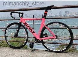 Bikes Grey Track Bike Fixie Bicyc Aluminum Alloy Frame OTA 48T Crankset 700C Sing Speed Carbon Fork Fixed Gear Racing Flat Spokes Q231129