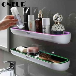 ONEUP Wall-mounted Bathroom Shelf Shower Storage Rack Organiser For Accessories Sets Drainage Toilet 210908317S