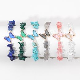 Butterfly Crystal Stretch Bracelet Natural Quartzs Stone Irregular Chip Beads Bracelets For Women Healing Reiki Wristband Bangle